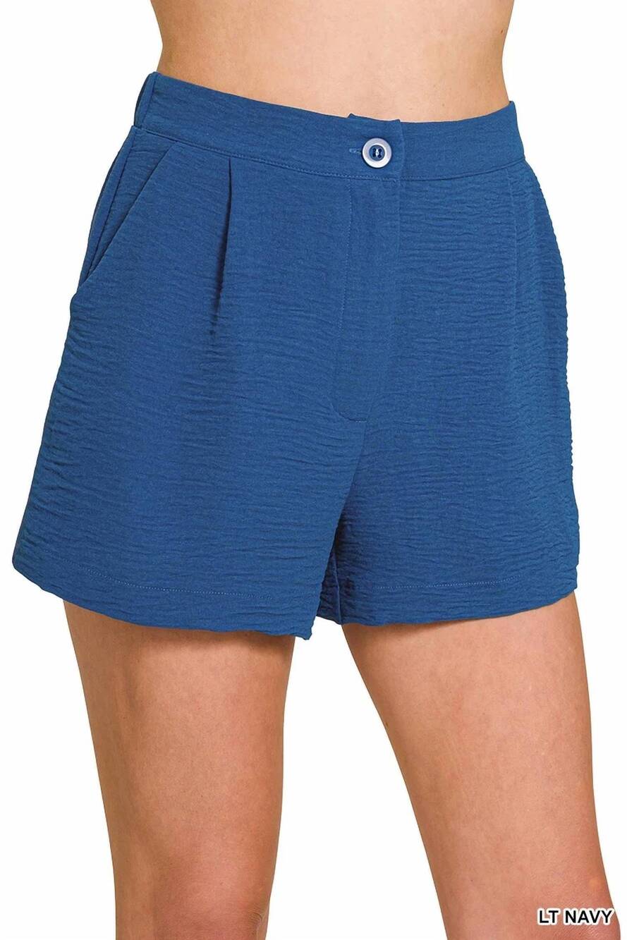 NEW ZENANA kinlee classic high waist shorts in blue